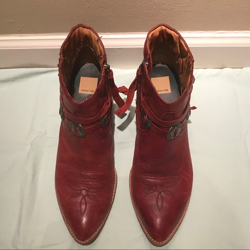 Dolce Vita Skye Womens Western Harness Red Booties